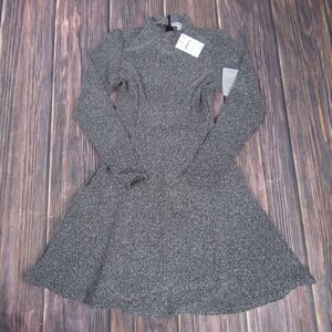 Velvet Torch Dress Womens XS Silver Glitter Long Sleeve Fit Flare Party NWT